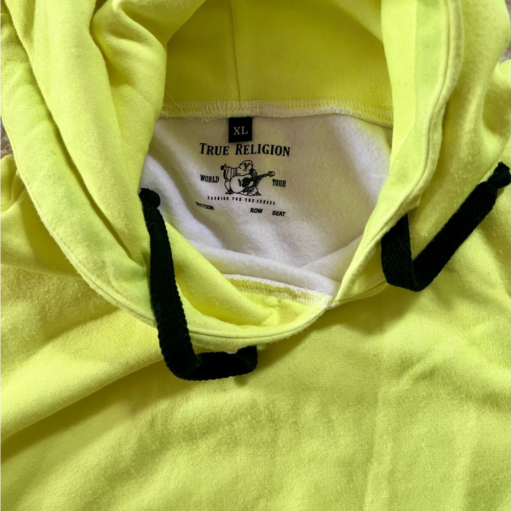 2Pc TRUE RELIGION Neon Crop Hoodie (XL,fits a S) & Logo Black Leggings Sz XS - Picture 8 of 11